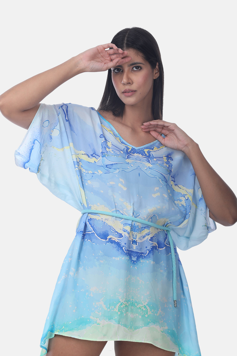 TEMPER BLUE - KAFTAN TUNIC - TheSwankStore