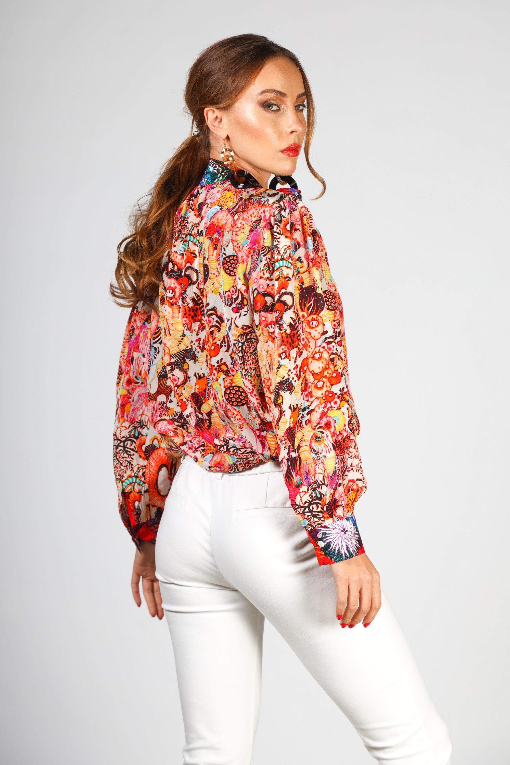 CORRALLE - BOHEME SHIRT WITH NECK TIE - TheSwankStore